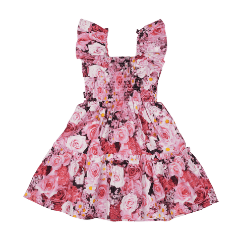 ROSE GARDEN SHIRRED DRESS