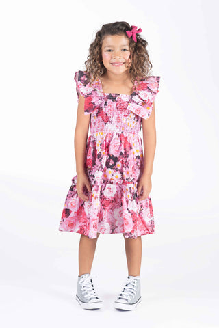 ROSE GARDEN SHIRRED DRESS