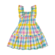 SUMMER TIME PLAID SHIRRED DRESS