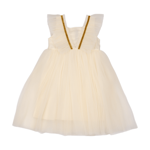 CREAM BUTTERFLY TULLE DRESS