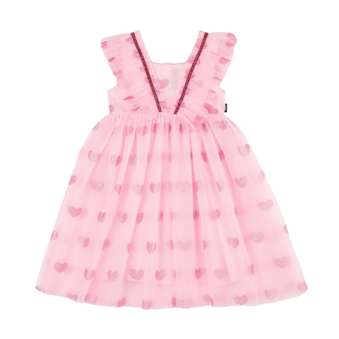 PINK GLITTER HEART TULLE DRESS