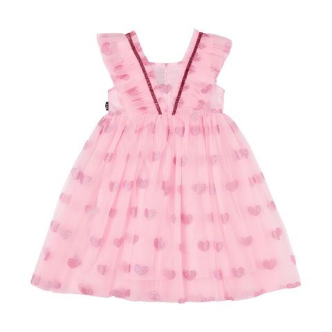 PINK GLITTER HEART TULLE DRESS