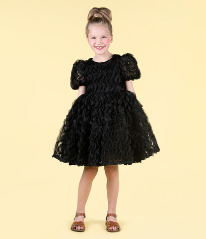 BLACK RUFFLE TULLE PARTY DRESS