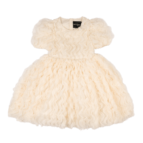 CREAM RUFFLE TULLE PARTY DRESS