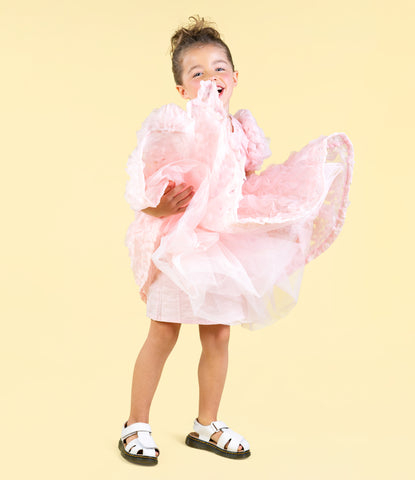 PINK RUFFLE TULLE PARTY DRESS