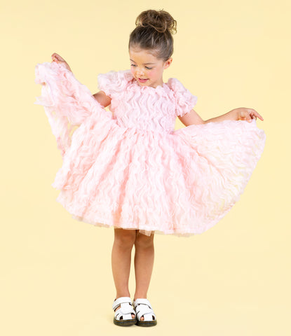 PINK RUFFLE TULLE PARTY DRESS