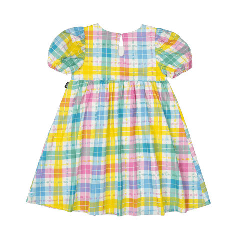 SUMMER TIME PLAID PUFF SLEEVE DRESS