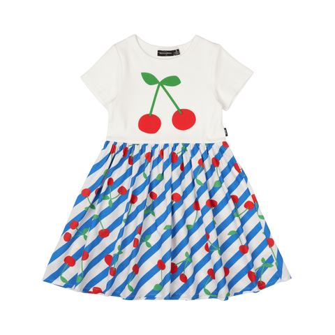 CHERRY STRIPES T-SHIRT DRESS