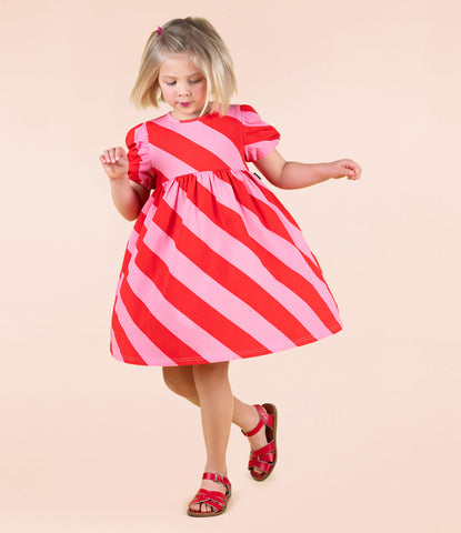 CANDY WRAP PUFF SLEEVE DRESS