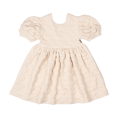 ECRU HEART PUFF SLEEVE DRESS