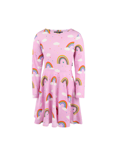 SOMEWHERE OVER THE RAINBOW LONG SLEEVE WAISTED DRESS