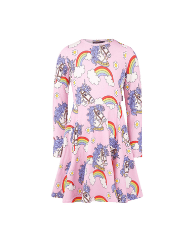 UNICORN DAISY LONG SLEEVE WAISTED DRESS