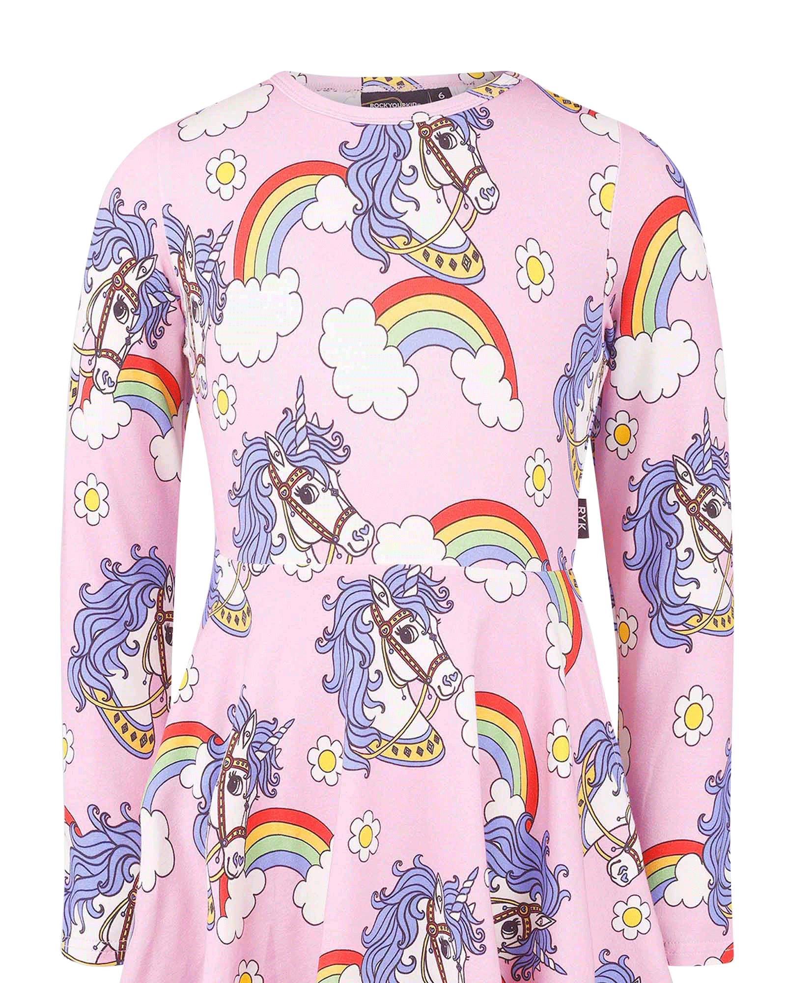 UNICORN DAISY LONG SLEEVE WAISTED DRESS