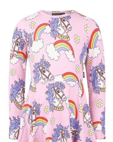 UNICORN DAISY LONG SLEEVE WAISTED DRESS