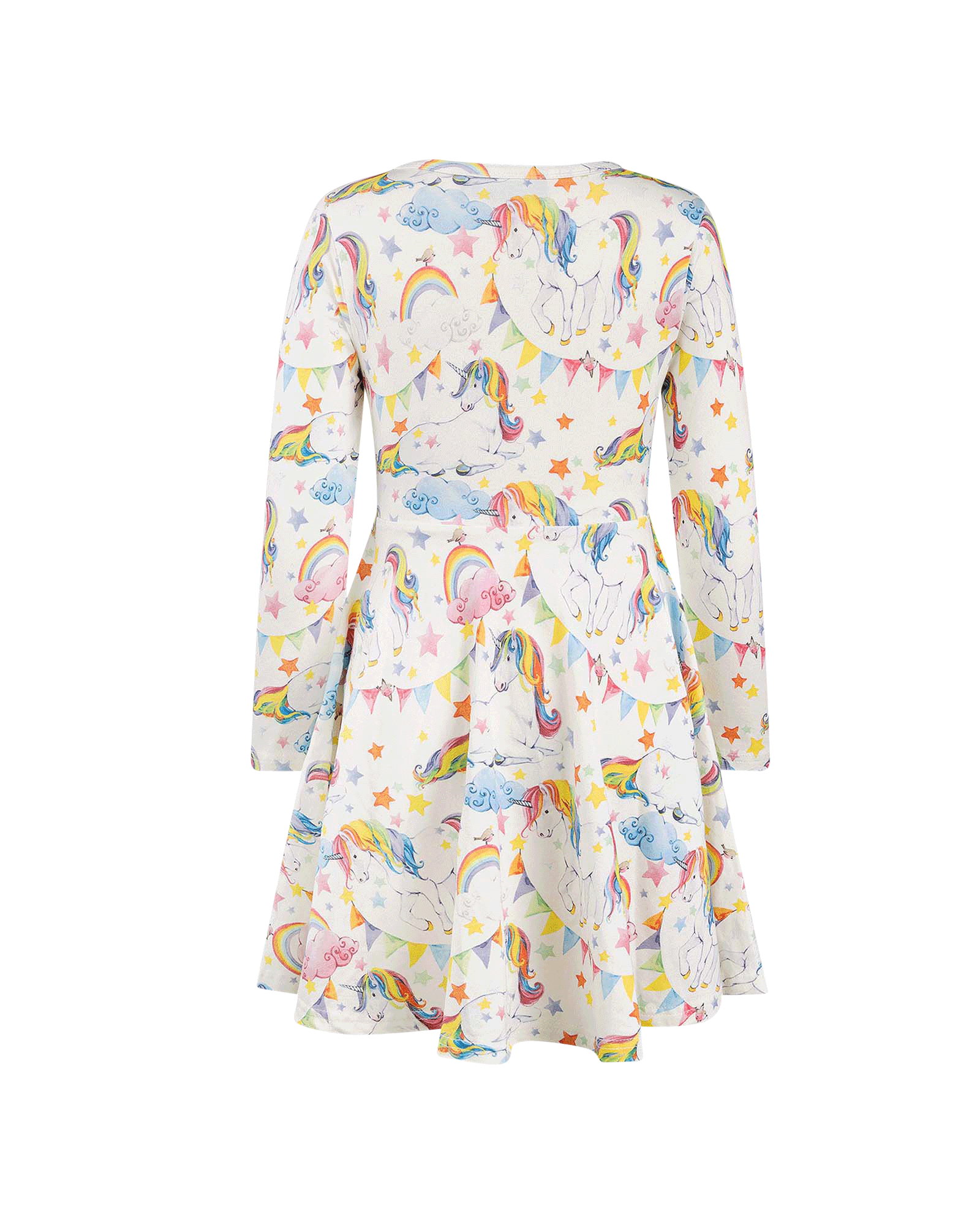 UNICORN FLAGS LONG SLEEVE WAISTED DRESS