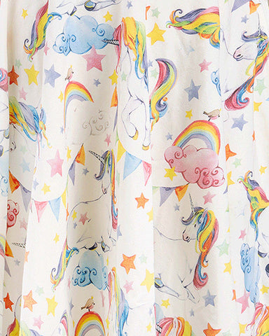 UNICORN FLAGS LONG SLEEVE WAISTED DRESS
