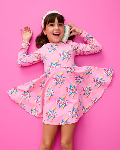 BARBIE THROWBACK LONG SLEEVE WAISTED DRESS