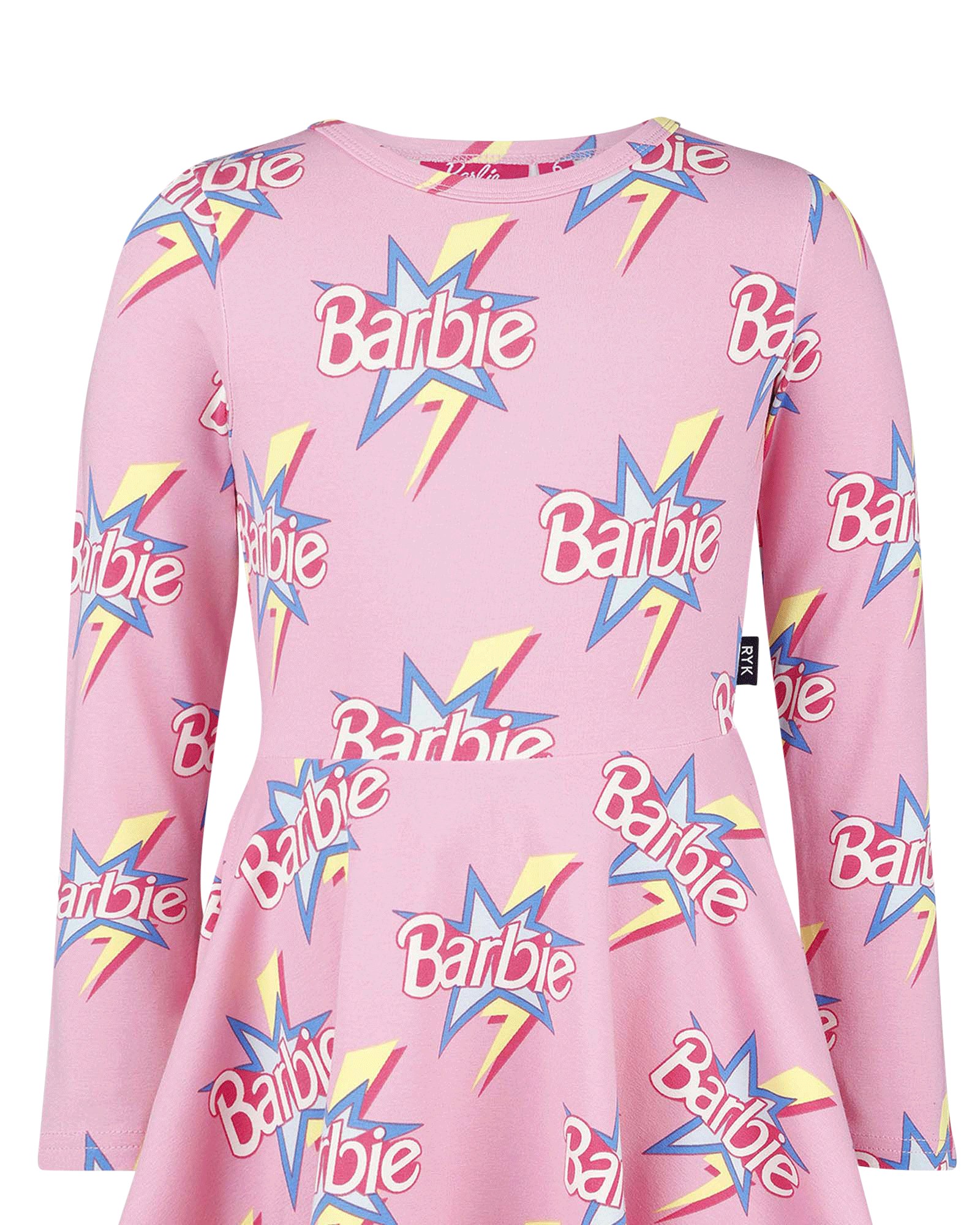 BARBIE THROWBACK LONG SLEEVE WAISTED DRESS