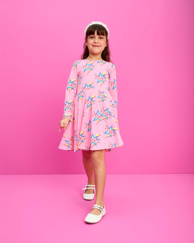 BARBIE THROWBACK LONG SLEEVE WAISTED DRESS