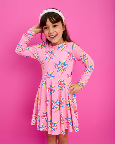 BARBIE THROWBACK LONG SLEEVE WAISTED DRESS