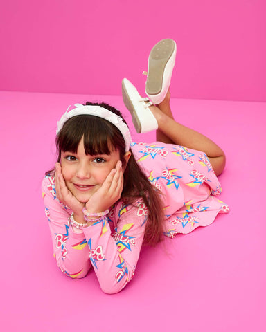 BARBIE THROWBACK LONG SLEEVE WAISTED DRESS