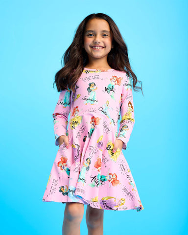 ALL THE BEST PRINCESS LONG SLEEVE WAISTED DRESS