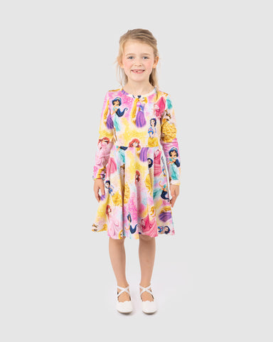 PRINCESS SPARKLES LONG SLEEVE WAISTED DRESS