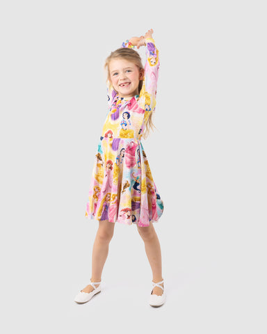 PRINCESS SPARKLES LONG SLEEVE WAISTED DRESS
