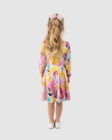 PRINCESS SPARKLES LONG SLEEVE WAISTED DRESS