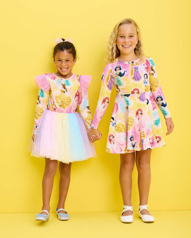 PRINCESS SPARKLES LONG SLEEVE WAISTED DRESS