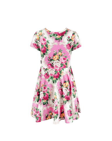 ROSETTE SHORT SLEEVE WAISTED DRESS