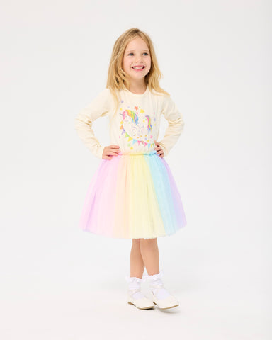 UNICORN FLAGS LONG SLEEVE CIRCUS DRESS