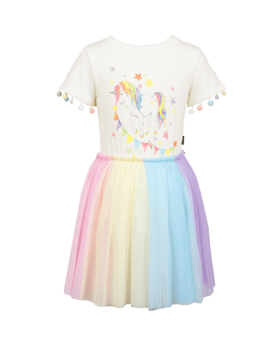 UNICORN FLAGS DROP SHOULDER TULLE DRESS
