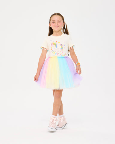 UNICORN FLAGS DROP SHOULDER TULLE DRESS