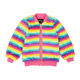 FLUORESCENT STRIPE FAUX FUR JACKET