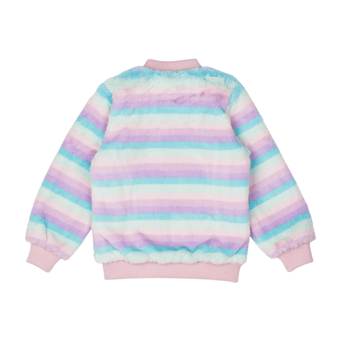 PASTEL STRIPE FAUX FUR JACKET