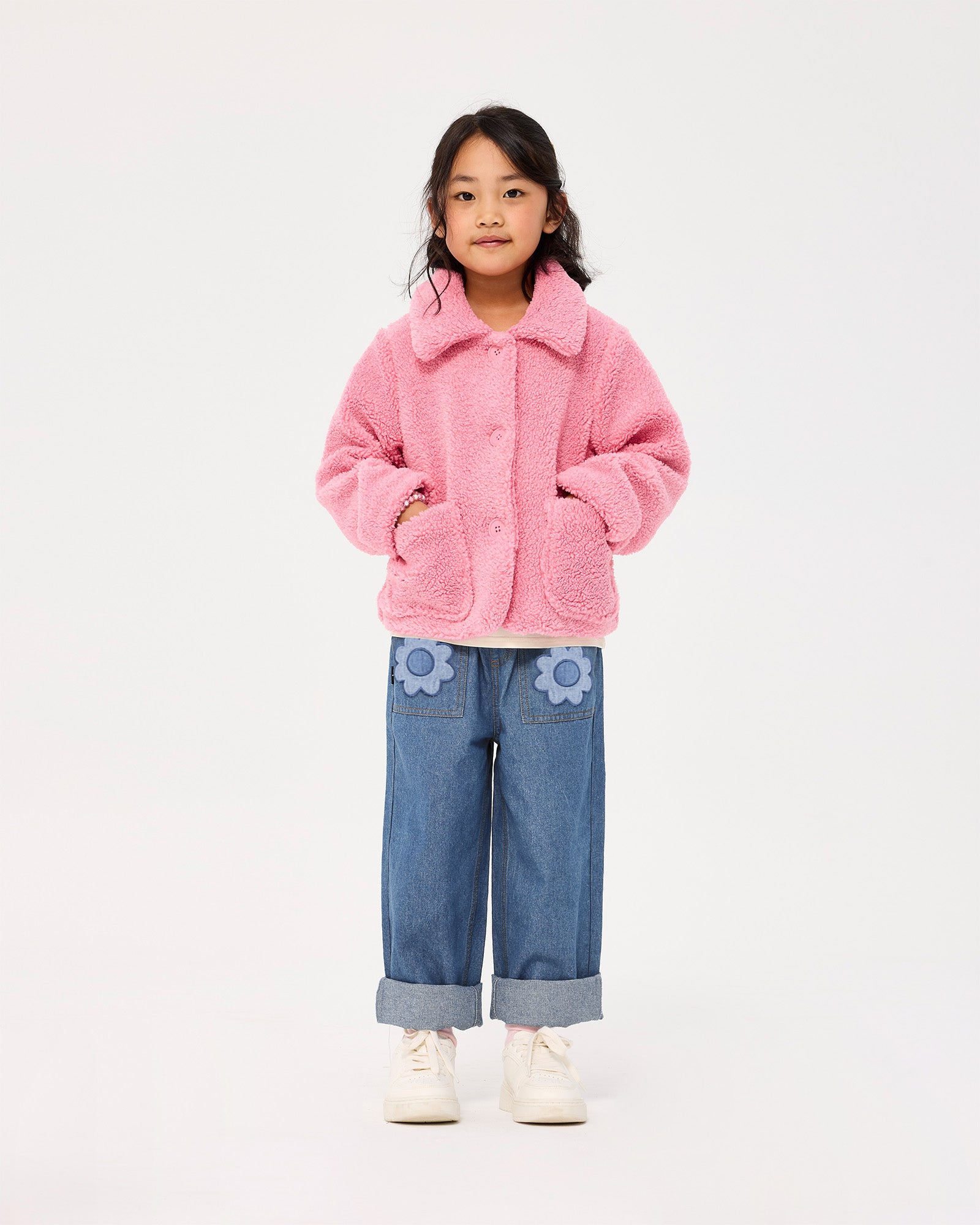 PINK FAUX SHERPA JACKET