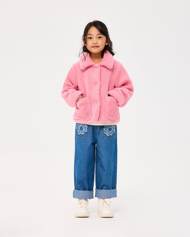 PINK FAUX SHERPA JACKET