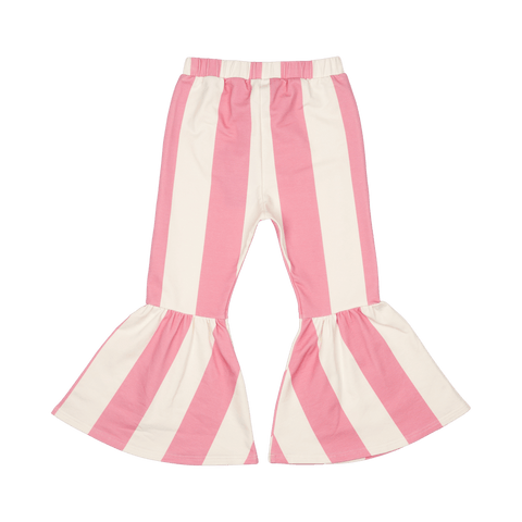 PINK STRIPE FLARED TRACK PANTS