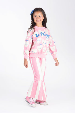 PINK STRIPE FLARED TRACK PANTS