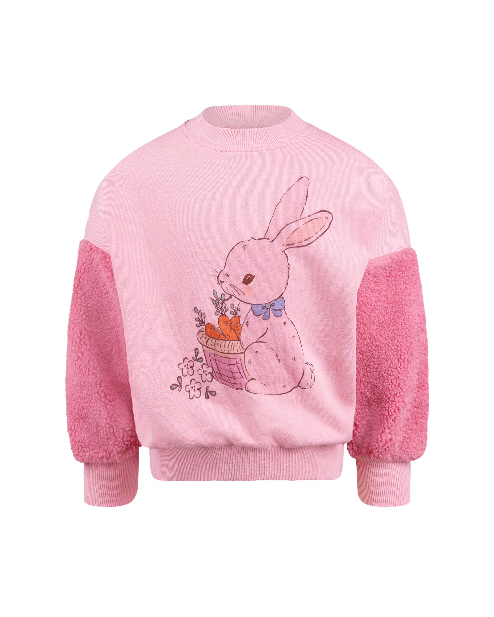 BUNNY SHERPA SLEEVE SWEATSHIRT