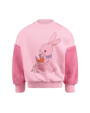 BUNNY SHERPA SLEEVE SWEATSHIRT