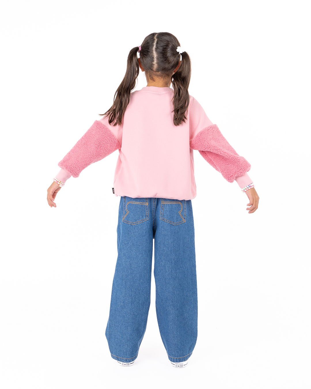 BUNNY SHERPA SLEEVE SWEATSHIRT