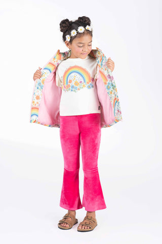 RAINBOW FLORAL PADDED VEST WITH LINING