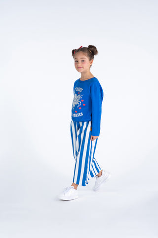 BLUE STRIPE WIDE LEG PANT