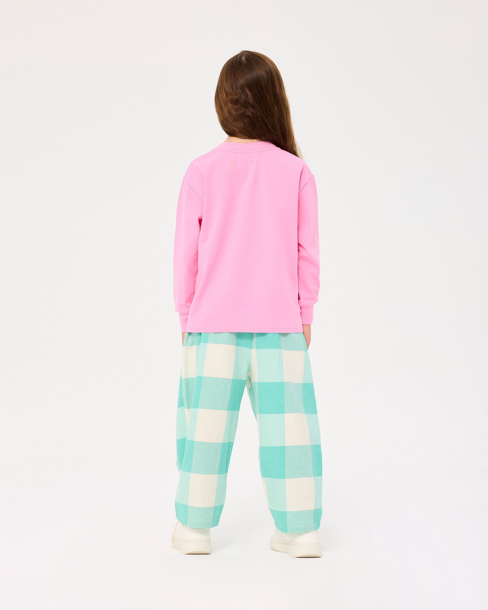 GREEN GINGHAM BARREL PANTS