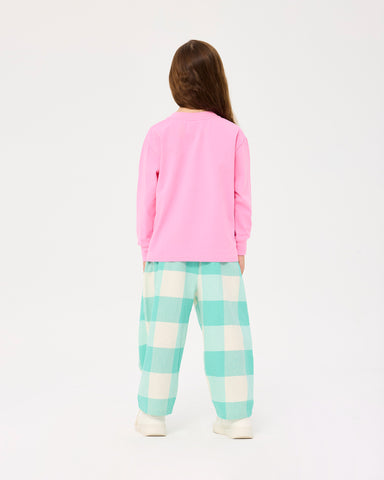 GREEN GINGHAM BARREL PANTS