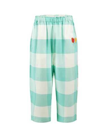 GREEN GINGHAM BARREL PANTS