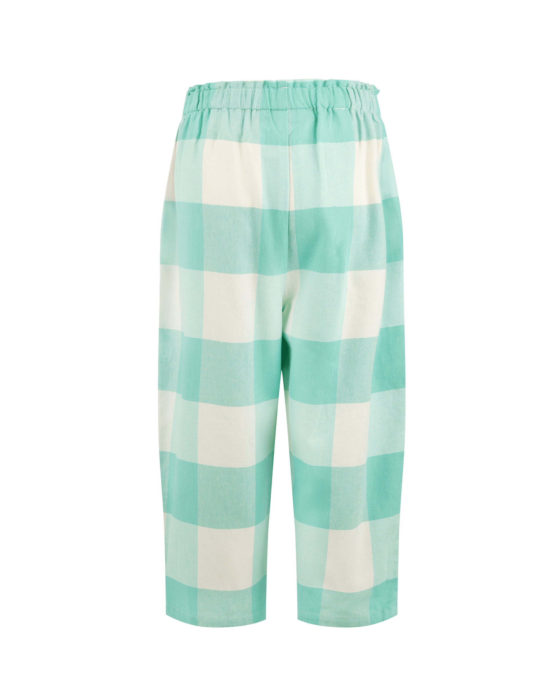 GREEN GINGHAM BARREL PANTS