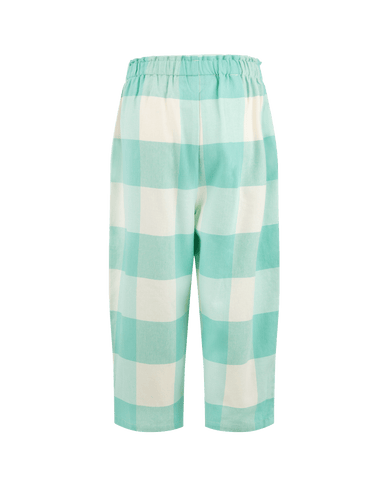 GREEN GINGHAM BARREL PANTS